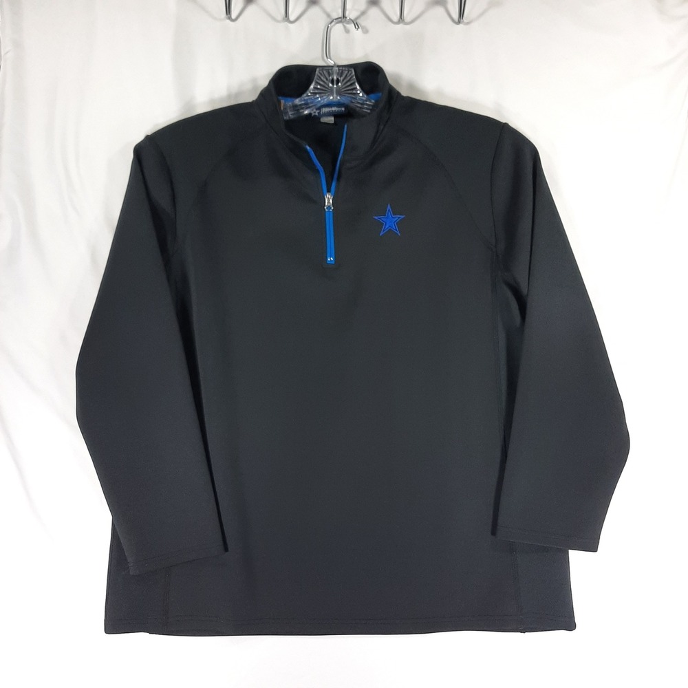 Dallas Cowboys Authentic Mens Black Blue Quarter Zip Pullover Jacket XL